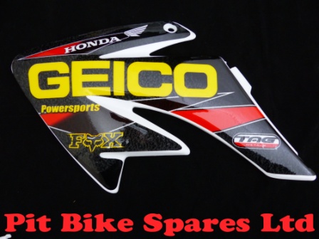 Pit Bike White CRF70 Plastics With Geico Graphics T2 - Image 2