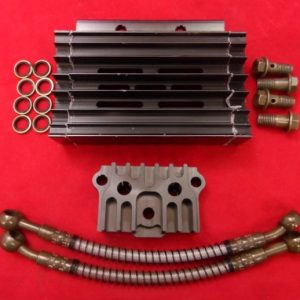 BLACK CNC OIL COOLER KIT FOR PIT BIKE ENGINE WITH SHORT PIPES