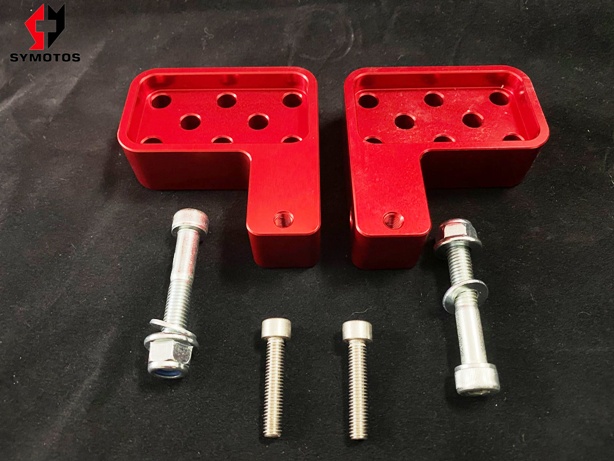 Red Multi Hole CNC Supermoto Peg Risers (without pegs) - Image 2