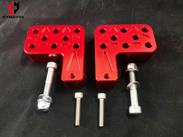 Red Multi Hole CNC Supermoto Peg Risers (without pegs)