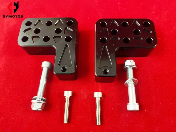 Black Multi Hole CNC Supermoto Peg Risers (without pegs) - Image 3
